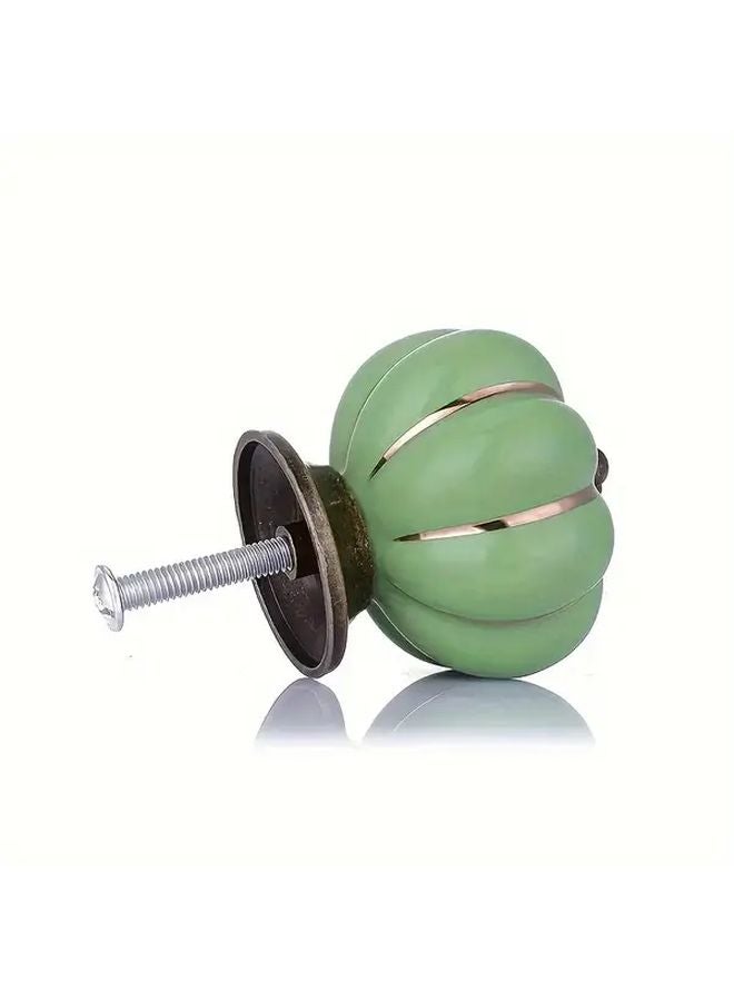 12Pcs Retro Green Pumpkin Ceramic Cabinet Drawer Handles Modern Minimalist Home Wardrobe - Image 3